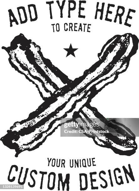 crossed bacon design format - bacon stock illustrations