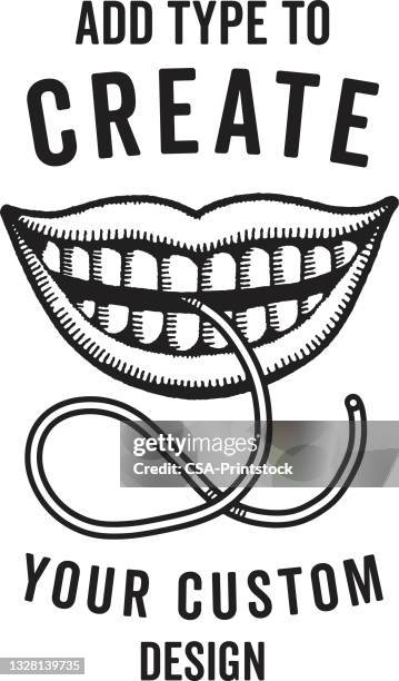 mouth eating spaghetti design format - eating pasta stock illustrations