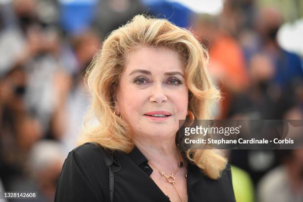 Catherine Deneuve attends the "De Son Vivant " photocall during the 74th annual Cannes Film Festival on July 11, 2021 in Cannes, France.