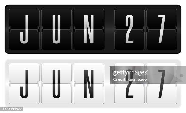 dunkles und helles kalenderthema - 27. juni - zahl 27 stock-grafiken, -clipart, -cartoons und -symbole