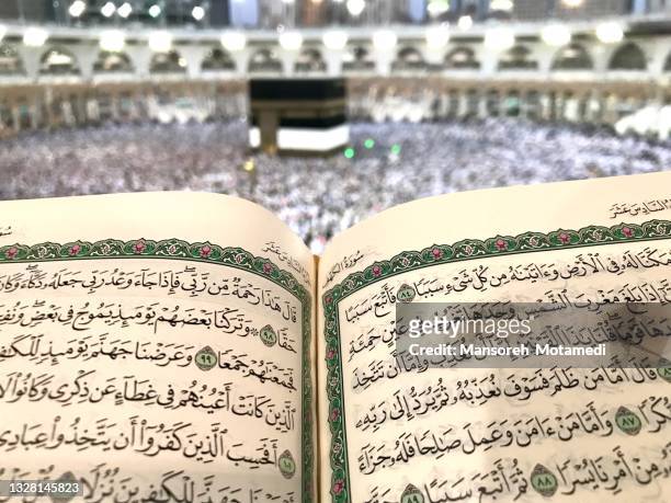 pilgrim is reading quran in masjid alharam - koran bildbanksfoton och bilder