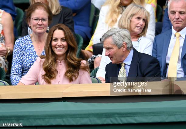 Michael Middleton and HRH Catherine, Duchess of Cambridge attend Wimbledon Championships Tennis Tournament at All England Lawn Tennis and Croquet...