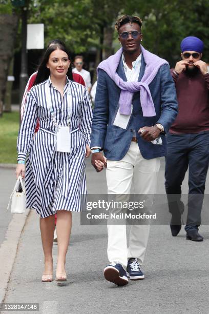 Tammy Abraham attends Wimbledon Championships Tennis Tournament Mens Final Day at All England Lawn Tennis and Croquet Club on July 11, 2021 in...