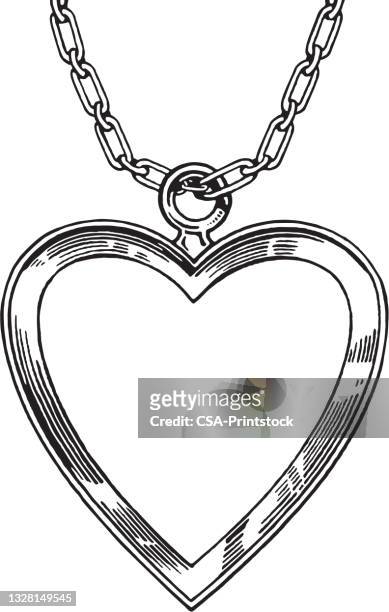 bildbanksillustrationer, clip art samt tecknat material och ikoner med heart necklace border - pendant