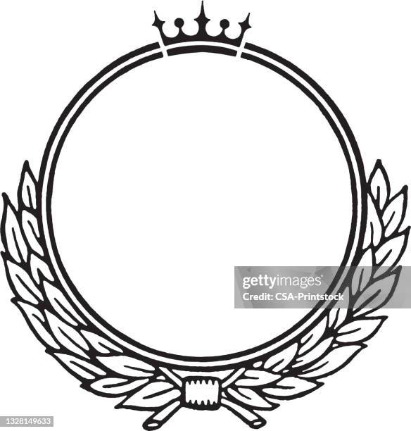 laurel wreath crown border - wreath border stock illustrations