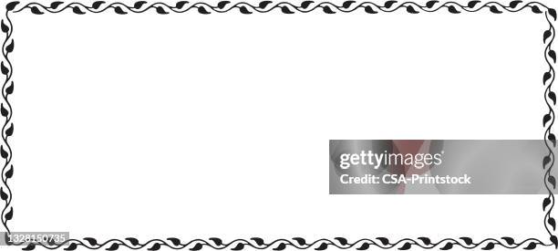 vine border - black and white leaf border stock illustrations