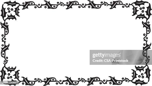 ilustrações de stock, clip art, desenhos animados e ícones de holly christmas border - black and white christmas