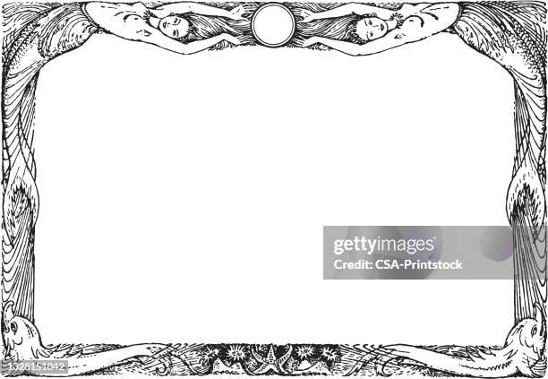 mermaid border - kitsch stock illustrations