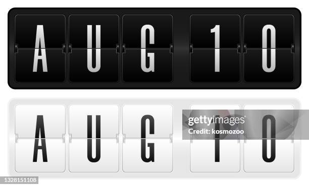 dark and light calendar theme- 10 august - iphone 10 stock illustrations