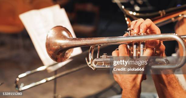 playing live jazz concert: trumpet - jazz concert stock pictures, royalty-free photos & images