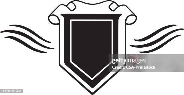 shield border - three empty frames stock illustrations