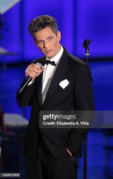 Rosario Fiorello attends 'Il Piu Grande Spettacolo Dopo Il Weekend" TV show at Cinecitta on November 14, 2011 in Rome, Italy.