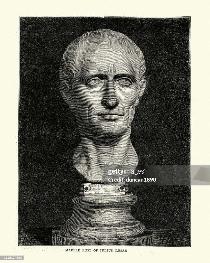 Marmorbüste von Julius Caesar, antiker römischer Feldherr und Staatsmann
