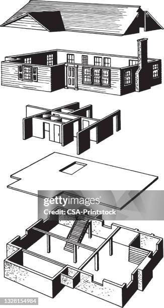 house diagram - basement stock illustrations
