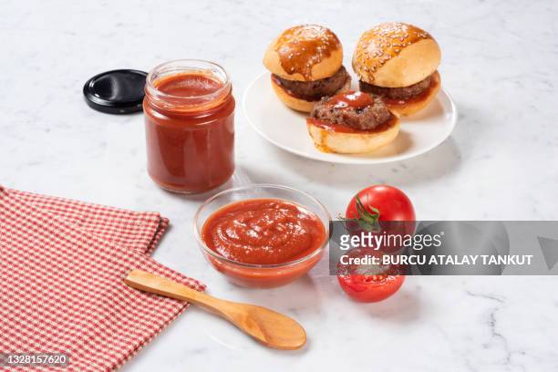 organic homemade ketchup - tomato paste stock pictures, royalty-free photos & images