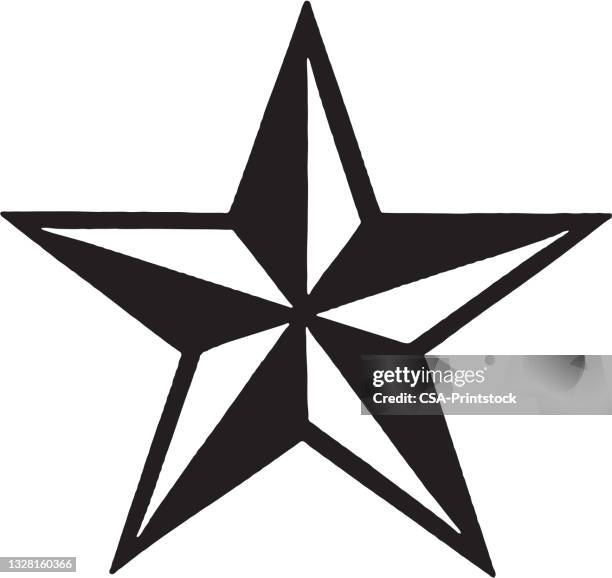 stockillustraties, clipart, cartoons en iconen met nautical star - tattoo with stars