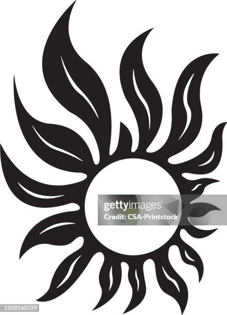 flaming sun - flame logo stock illustrations