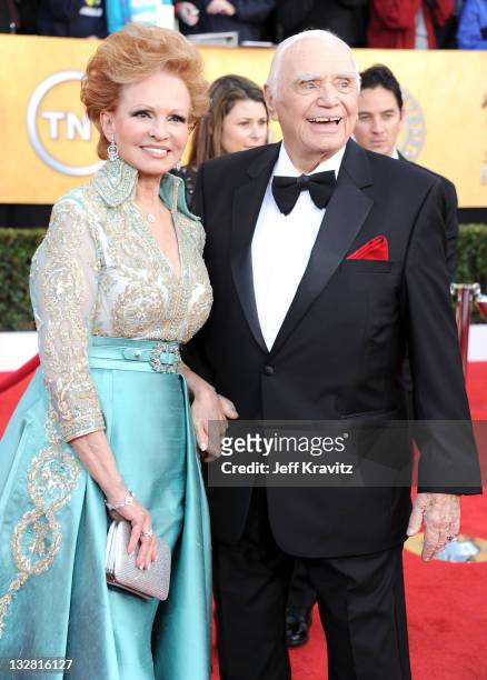 Actor Ernest Borgnine and wife Tova Borgnine arrive at the 17th Annual Screen Actors Guild Awards held at The Shrine Auditorium on January 30, 2011...