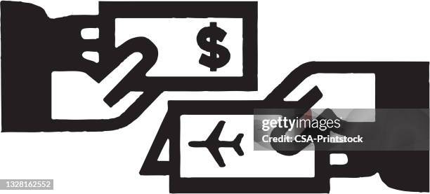 money for airplane ticket - tourist stock illustrations