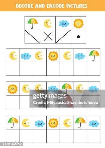 Decoding Weather Images Decode And Encode Pictures Write The Symbols Under Cute Weather ...