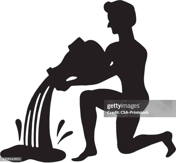 man pouring water - aquarius stock illustrations