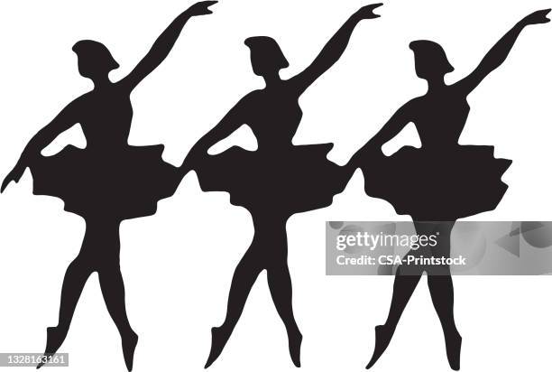 three ballerinas - triplets stock illustrations