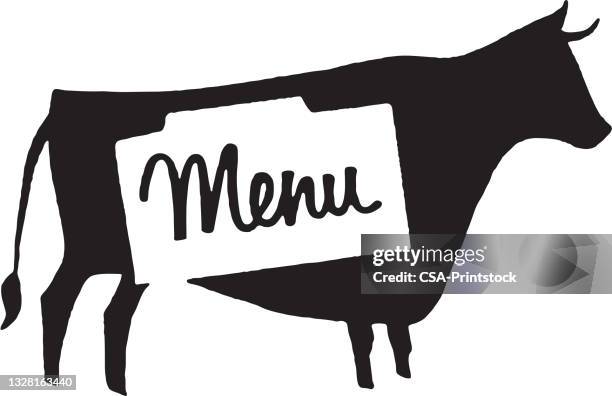 bull menu - bbq logo stock illustrations