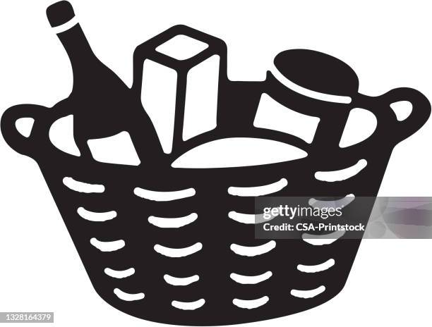 basket of food - medium group of objects stock illustrations