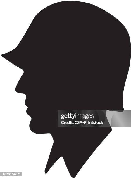 soldat-profil - army helmet stock-grafiken, -clipart, -cartoons und -symbole