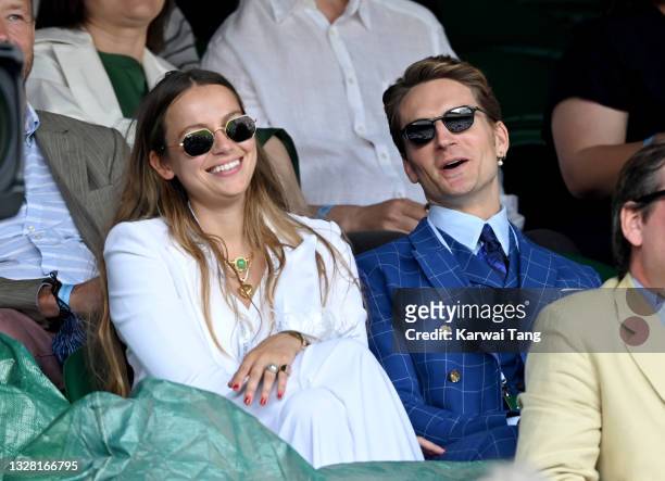 Emma Louise Connolly and Oliver Proudlock attend the Wimbledon Championships Tennis Tournament at All England Lawn Tennis and Croquet Club on July...