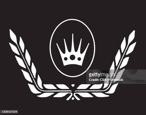crown and laurel wreath - royalty logo stock illustrations