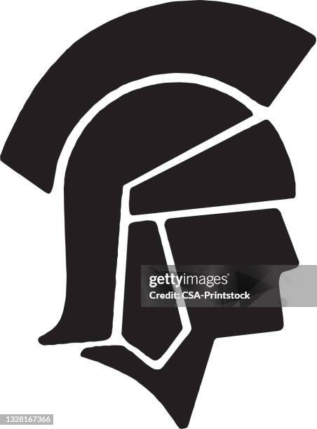 roman soldier silhouette - trojan helmet stock illustrations
