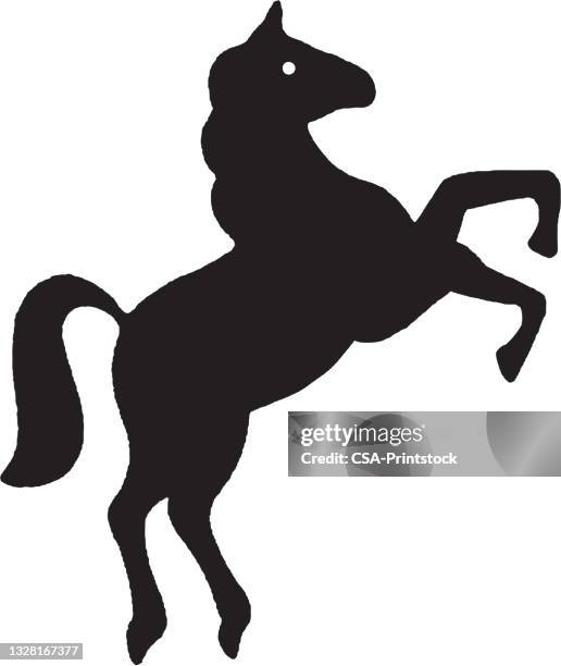 stockillustraties, clipart, cartoons en iconen met horse rearing up - horse rearing up