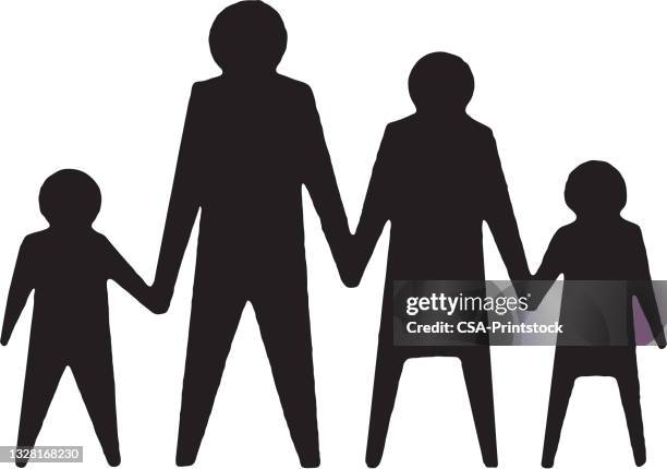 family holding hands - four people holding hands stock illustrations