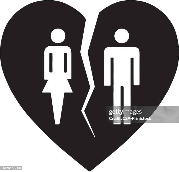 mann und frau herz - divorce stock-grafiken, -clipart, -cartoons und -symbole