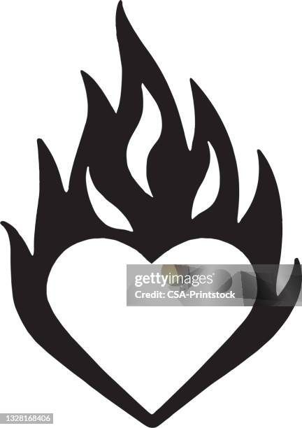 ilustrações de stock, clip art, desenhos animados e ícones de flaming heart - queimadas