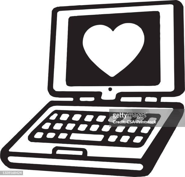 heart laptop computer - organisieren stock illustrations