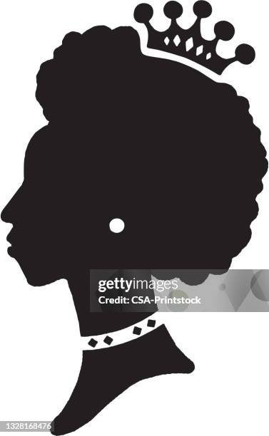 silhouette of woman wearing crown - beauty contest stock illustrations