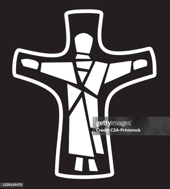 jesus in cross - resurrection religion stock illustrations