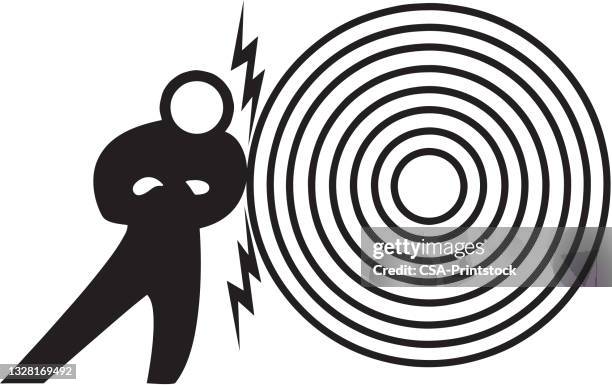 magnetic target and man - stubborn stock illustrations