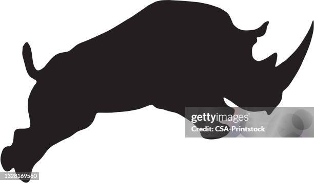 rhino silhouette - rhinoceros silhouette stock illustrations
