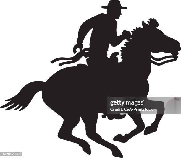 illustrazioni stock, clip art, cartoni animati e icone di tendenza di cavallo da cowboy - cowboy