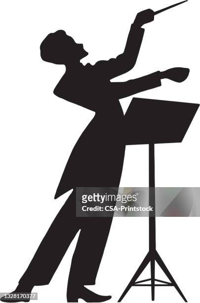 conductor at stand - orchestra icon stock illustrations