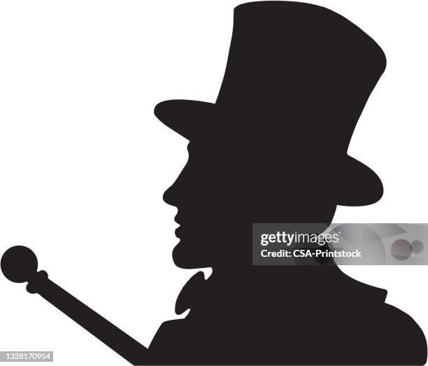 man wearing top hat - top hat stock illustrations