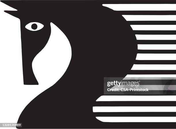 horse head silhouette - horse head stock illustrations