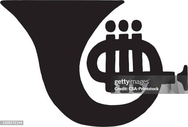 stockillustraties, clipart, cartoons en iconen met brass horn icon - blaasinstrument