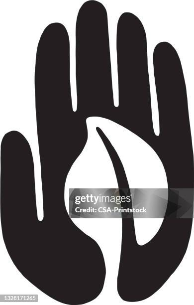 hand and leaf - sapling stock illustrations