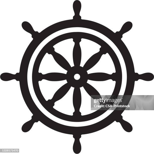 stockillustraties, clipart, cartoons en iconen met ship's wheel - pirate boat