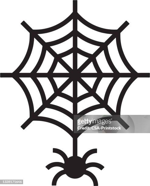 stockillustraties, clipart, cartoons en iconen met spiderweb icon - spinnenweb