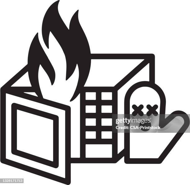 microwave oven icon - kitchen fire stock illustrations
